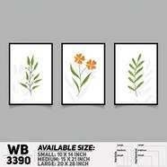 DDecorator Flower And Leaf ArtWork (Set of 3) Wall Board And Wall Canvas - WB3390