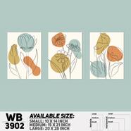 DDecorator Flower And Leaf ArtWork Wall Decor - Set of 3 WB3902