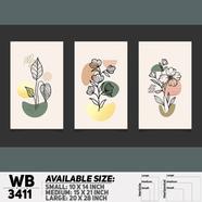 DDecorator Flower And Leaf ArtWork (Set of 3) Wall Board And Wall Canvas - WB3411