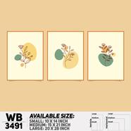 DDecorator Flower And Leaf ArtWork (Set of 3) Wall Board And Wall Canvas - WB3491