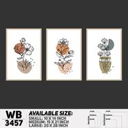 DDecorator Flower And Leaf ArtWork (Set of 3) Wall Board And Wall Canvas - WB3457