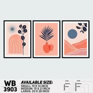 DDecorator Flower And Leaf ArtWork Wall Decor - Set of 3 WB3903 