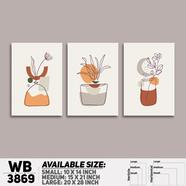 DDecorator Flower And Leaf ArtWork Wall Decor - Set of 3 WB3869