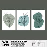 DDecorator Flower And Leaf ArtWork (Set of 3) Wall Board And Wall Canvas - WB3499