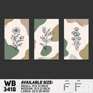 DDecorator Flower And Leaf ArtWork (Set of 3) Wall Board And Wall Canvas - WB3418