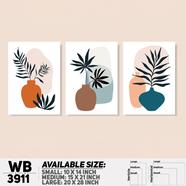 DDecorator Flower And Leaf ArtWork Wall Decor - Set of 3 WB3911