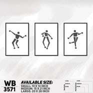 DDecorator Flower And Leaf Line Art ArtWork (Set of 3) Wall Board And Wall Canvas - WB3572