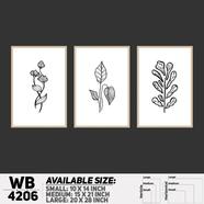DDecorator Flower And Leaf Line Art (Set of 3) Wall Board And Wall Canvas - WB4206