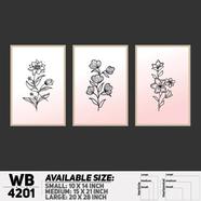 DDecorator Flower And Leaf Line Art (Set of 3) Wall Board And Wall Canvas - WB4201