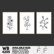 DDecorator Flower And Leaf Line Art (Set of 3) Wall Board And Wall Canvas - WB4205