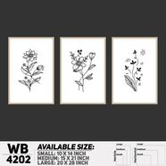 DDecorator Flower And Leaf Line Art (Set of 3) Wall Board And Wall Canvas - WB4202