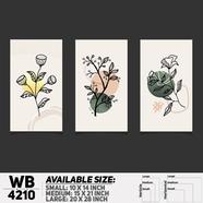 DDecorator Flower And Leaf Line Art (Set of 3) Wall Board And Wall Canvas - WB4210