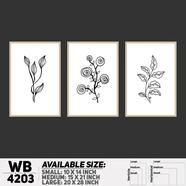 DDecorator Flower And Leaf Line Art (Set of 3) Wall Board And Wall Canvas - WB4203