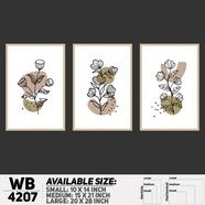 DDecorator Flower And Leaf Line Art (Set of 3) Wall Board And Wall Canvas - WB4207
