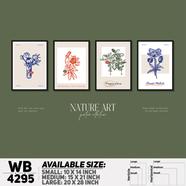 DDecorator Flower And Leaf Typography Art (Set of 4) Wall Board And Wall Canvas - WB4295