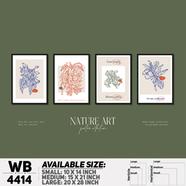 DDecorator Flower And Leaf Typography Art (Set of 4) Wall Board And Wall Canvas - WB4414