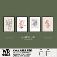 DDecorator Flower And Leaf Typography Art (Set of 4) Wall Board And Wall Canvas - WB4408