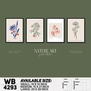 DDecorator Flower And Leaf Typography Art (Set of 4) Wall Board And Wall Canvas - WB4293
