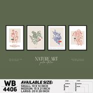 DDecorator Flower And Leaf Typography Art (Set of 4) Wall Board And Wall Canvas - WB4406
