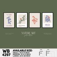 DDecorator Flower And Leaf Typography Art (Set of 4) Wall Board And Wall Canvas - WB4297