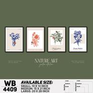 DDecorator Flower And Leaf Typography Art (Set of 4) Wall Board And Wall Canvas - WB4409