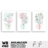 DDecorator Flower And Leaf Wall Board And Wall Canvas - Set of 3 - WB4160