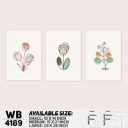 DDecorator Flower And Leaf Wall Board And Wall Canvas - Set of 3 - WB4189