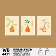 DDecorator Flower And Leaf With Vase (Set of 3) Wall Board And Wall Canvas - WB4421