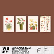 DDecorator Flower And Leaf With Vase (Set of 4) Wall Board And Wall Canvas - WB4171
