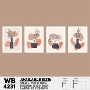 DDecorator Flower And Leaf With Vase (Set of 4) Wall Board And Wall Canvas - WB4231
