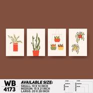 DDecorator Flower And Leaf With Vase (Set of 4) Wall Board And Wall Canvas - WB4173