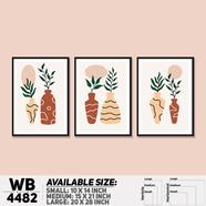 DDecorator Flower And Leaf With Vase (Set of 3) Wall Board And Wall Canvas - WB4482