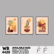 DDecorator Flower And Leaf With Vase (Set of 3) Wall Board And Wall Canvas - WB4420