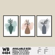 DDecorator Flower And Leaf With Vase (Set of 3) Wall Board And Wall Canvas - WB4484