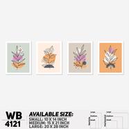 DDecorator Flower And Leaf With Vase Wall Board And Wall Canvas - Set of 4 - WB4121