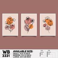 DDecorator Flower ArtWork (Set of 3) Wall Board And Wall Canvas - WB3331