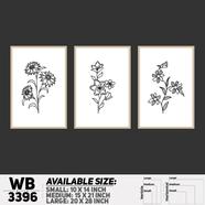 DDecorator Flower ArtWork (Set of 3) Wall Board And Wall Canvas - WB3396