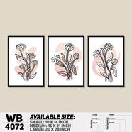 DDecorator Flower and Leaf Abstract Art (Set of 3) Wall Board and Wall Canvas - WB4072