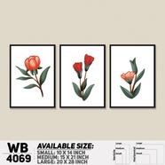 DDecorator Flower and Leaf Abstract Art (Set of 3) Wall Board and Wall Canvas - WB4069