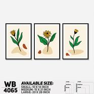 DDecorator Flower and Leaf Abstract Art (Set of 3) Wall Board and Wall Canvas - WB4065