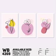 DDecorator Flower and Leaf Abstract Art (Set of 3) Wall Board and Wall Canvas - WB4269
