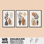 DDecorator Flower and Leaf With Vase (Set of 3) Wall Board and Wall Canvas - WB4045