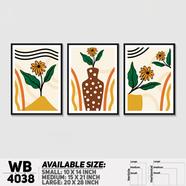 DDecorator Flower and Leaf With Vase (Set of 3) Wall Board and Wall Canvas - WB4038