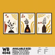 DDecorator Flower and Leaf With Vase (Set of 3) Wall Board and Wall Canvas - WB4048