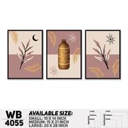 DDecorator Flower and Leaf With Vase (Set of 3) Wall Board and Wall Canvas - WB4055
