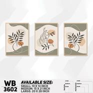 DDecorator Leaf And Line Art ArtWork Wall Decor - Set of 3 WB3602 