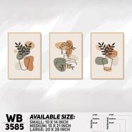 DDecorator Leaf And Line Art ArtWork Wall Decor - Set of 3 WB3585 