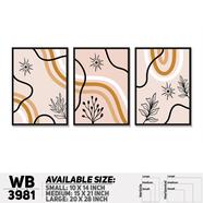 DDecorator Leaf Design Abstract Art (Set of 3) Wall Board And Wall Canvas - WB3981