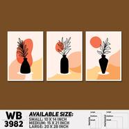 DDecorator Leaf Flower With Vase (Set of 3) Wall Board And Wall Canvas - WB3982