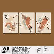 DDecorator Leaf With Abstract Art (Set of 3) Wall Board And Wall Canvas - WB4019